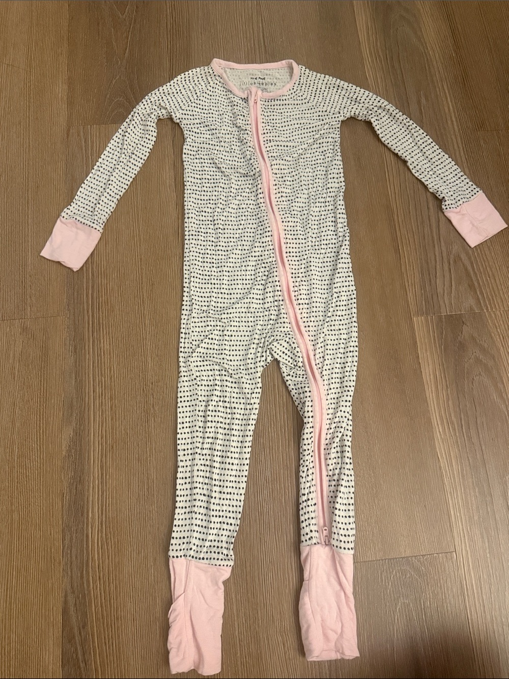 Little Sleepies Polka Dots Pink Trim Bamboo Convertible Zippy